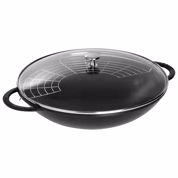 STAUB | SPECIALITIES - Wok sa staklenim poklopcem - Ø 370 mm - Lijevano željezo - Crna boja