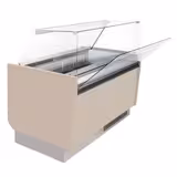 Schepijsvitrine LIAM - 1310x920x1350mm - Statische koeling - met LED-verlichting - met reservevak - scharnierend glasdeksel - dekselopening aan de Bedieningszijde - voor 10+10x 5 liter ijsbak - Beige