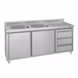 Meuble évier ECO - 1800 x 600 mm - avec 3 tiroirs & 2 bacs à gauche