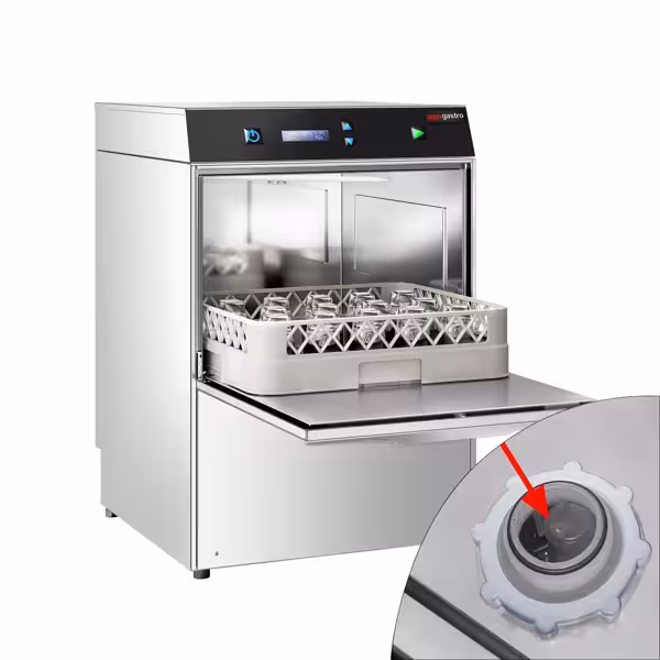 Dubbelwandige glazenspoellmachine - Digitaal - 2,97 kW - incl. ontkalker - met reinigingsmiddel- & glansspoelmiddelpomp