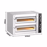 Forno elettrico per pizza - Platea in mattoni refrattari - 1010x850mm - 4+4 pizze Ø30cm - 450°C - Meccanico