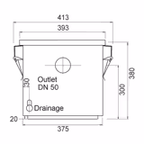 Separador de gordura - 44L - incl. decantador de lamas 16L - até 100 refeições/dia - 834l/h