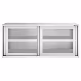 Edelstahl Wandhängeschrank - 2000x400mm - mit Glasschiebetür - 800mm hoch