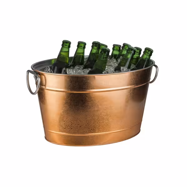 Wine & Champagne Tub - TIN - Galvanised Steel - 11 litres - Ø400mm - Height:220mm - Copper - with plastic insert