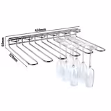 Wine Glass Rack – Silver Chromed Steel - Wall & Ceiling Mount - Up to 20 Glasses - 450×320×60 mm