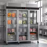 Frigider din oțel inoxidabil ECO – 2100 litri – cu 3 uși din sticlă