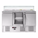 Saladette réfrigérée ECO - 1368mm - 368L - 3 portes - avec vitrine de comptoir pour 8x GN 1/6
