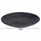 (6 pcs) DARK WAVE | Canapé Plate - Melamine - Ø145mm - Black