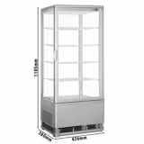 Countertop 4-Sided Glass Display Fridge - 98L - 428mm - Double glazing - square - with 5 shelves - 1 glass door