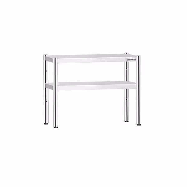 Rvs etagère PREMIUM - 2 niveaus - 800x370mm - met in hoogte verstelbare legborden - met verstelbare poten - demontabel