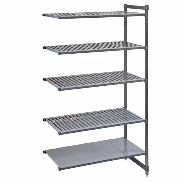 CAMBRO | CAMSHELVING® - Basics Plus - Anbauregal - 718mm - mit 4 geschlitzten & 1 geschlossenem Regalboden