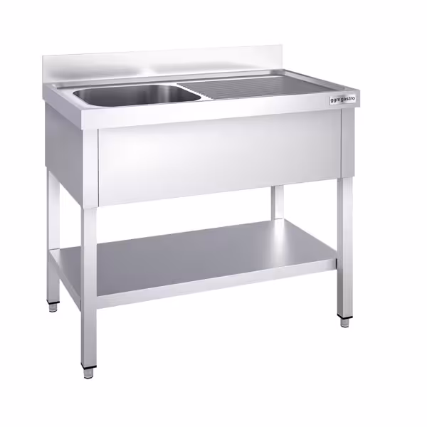 Stół zlewozmywakowy PREMIUM 1200x600 mm - z półką dolną i 1 zlewem po lewej stronie