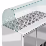 Saladette réfrigérée PREMIUM - 1368mm - 368L - 3 portes - avec vitrine de comptoir pour 4x GN 1/1