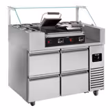 Zubereitungstisch - 1210mm - 4 Schubladen - für 9x GN 1/6 - inkl. Kontaktgrill