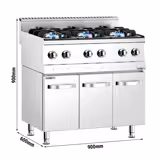 Gas Hob - 36kW - 6 burners - High-Output Burners