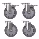 Castor Set for Floor Cupboard – 4 Castors – incl. 2 with Brakes