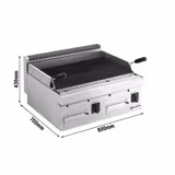 Gas lavasteengrill MARIO 700 - 14kW - 800x700x(H)430mm - Tafelmodel - D700mm - Roestvrij staal