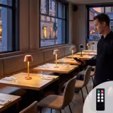 (4 pcs) LED Table Lamp - MERLE MINI - Rechargeable - Cordless - 3-step dimmable - Ø110mm - Grid - with Charging Dock