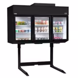 Commercial dual‑temperature multideck display - 2100mm - 594L - with 4 double‑glazed hinged doors & 6 shelves - Black