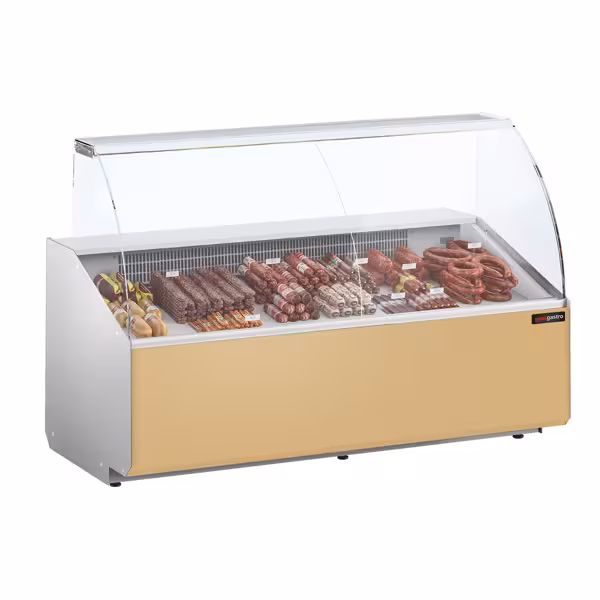 Banco gastronomia professionale - 1881x979mm - 387 L - 4 lati vetro - Pannello frontale Beige