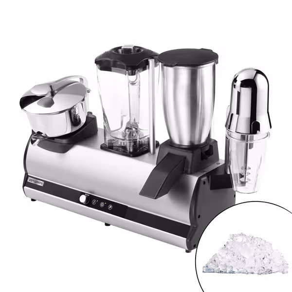 Aparelho de bar combinado – Liquidificadora, Triturador de gelo, Misturadora de batidos e Espremedor de citrinos - 2x150 + 100 + 750W - silencioso
