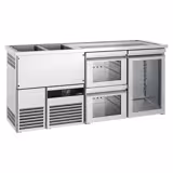 Comptoir de bar réfrigéré PREMIUM - 1950x700mm - 1 porte vitrée & 2 tiroirs en verre