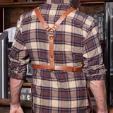 (6 pieces) KARLOWSKY | Professional Leather Bib Apron X‑Style Cross‑Back – Mocha - 600×820 mm