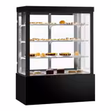 Gebaksvitrine - 1400 liter - 1500mm - dubbel glas - met 3 schappen - zwart