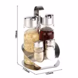 PRO - طقم مائدة - حامل من الفولاذ المقاوم للصدأ - تتضمن 4 حاويات زجاجية (قطع x6)