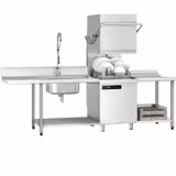 Lave-vaisselle à capot – Numérique – 7,1 kW – avec table d’entrée à gauche, table de sortie à droite et adoucisseur inclus – avec pompe de détergent, de rinçage et de vidange