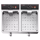 Elektrische pastakoker - 8 + 8 liter - 6,5kW - met aftapkraan - incl. 8 manden - tafelmodel