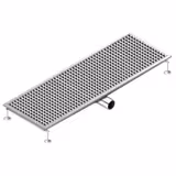 Stainless Steel Channel Drain - AISI 304 - 1200x400mm - low-profile - side outlet - Ø70mm - removable grate