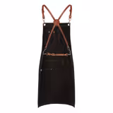 (6 pieces) KARLOWSKY | Urban Cross-Back Bib Apron – black - leather straps - 68×80 cm