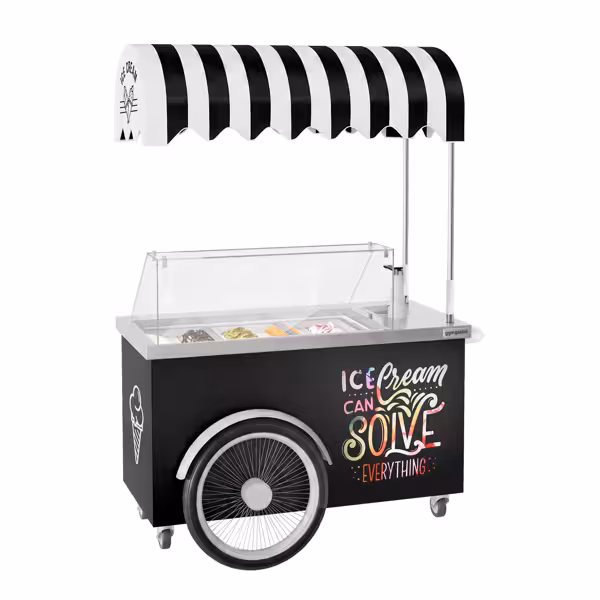 Ijswagen - 1570mm - voor 7x 5 liter ijsbak - incl. wastafel, armatuur, vers- en afvalwatertank