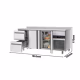 Koelwerkbank PREMIUM - 1865x700mm - met 2 deuren & 2 laden & met achterwand