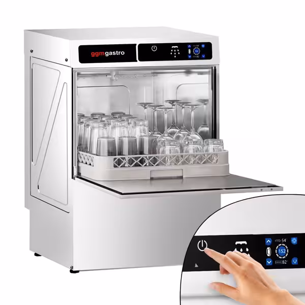 Gläserspülmaschine - 3,30 kW - mit Reiniger-, Klarspüler- & Laugenpumpe