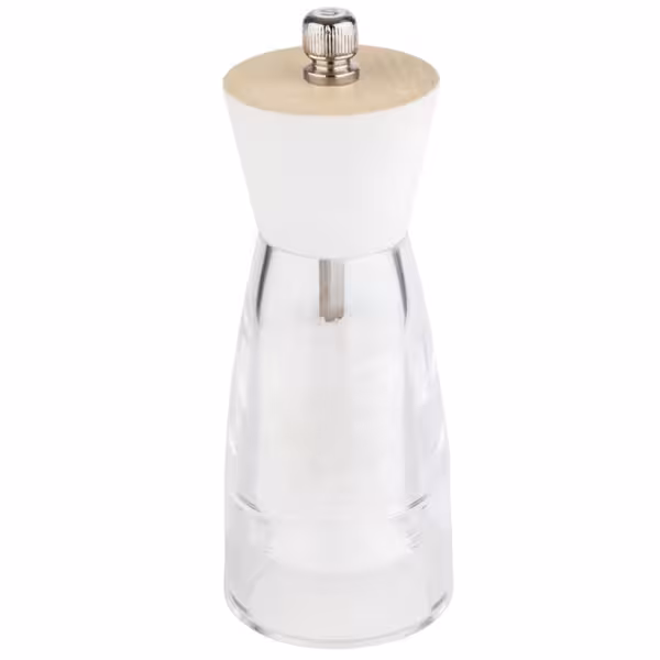 (6 pieces) Salt Grinders – 155 mm - Ø60 mm - Acacia - Transparent - Adjustable grind - Stainless steel