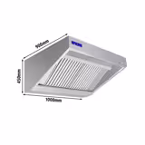 Wandafzuigkap RVS - 900mm diep - 1000mm - met motor - compleet - met standen snelheidsregelaar, 2 labyrintfilters en verlichting - 1300m³/u