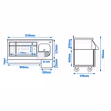 Commercial Back Bar Counter - 1200mm - 150L - 2 Doors - 13A Plug