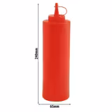(6 pcs) Squeeze Sauce Bottle - Polyethylene (LDPE) - 650ml - Ø 65mm - with Screw Top Cap - Red