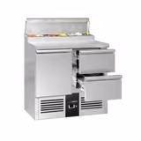 Mini voorbereidingstafel PREMIUM - 900mm - 1 deur & 2 laden - voor 5x GN 1/6
