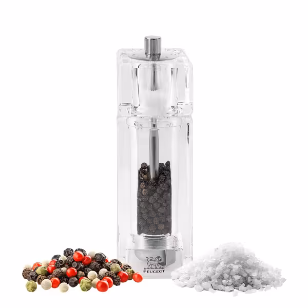 (6 pieces) PEUGEOT | PONTARLIER - Combo: Pepper mill & Salt shaker in one - acrylic - Height: 150mm