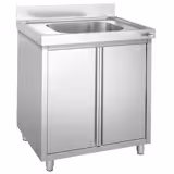 خزانة حوض تجارية PREMIUM - ستانلس ستيل - 800x700mm - مع حوض منتصف