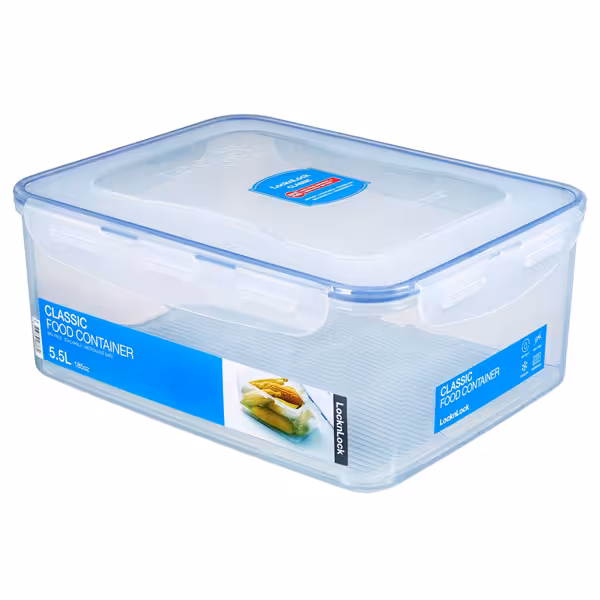 (6 stuks) LocknLock | Multifunctionele box Classic - 5,5 liter - met lekbak - transparant