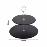 Expositor de buffet profissional - 2 níveis - PERFECTO PEQUENO - redondo - estrutura metálica - prateleiras em ardósia - 250x250mm