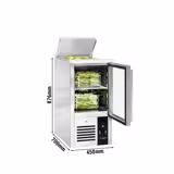 Saladette réfrigérée PREMIUM - 450mm - 102L - 1 porte vitrée - avec découpe pour 1x GN 1/1 & Couvercle inox