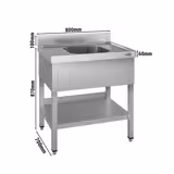 طاولة بحوض غسيل ECO - 800x700mm - مع أرضية سفلية - مع حوض واحد - منتصف