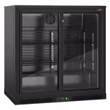 Bar Arkası Şişe Soğutucu - 900mm - 220L - Çift Sürgü Cam Kapı ile - Siyah