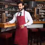 (6 pieces) KARLOWSKY | Basic Chef Bib Apron with Pocket – Bordeaux - 750×900 mm - 2-Section Pocket