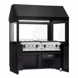 Gasgrill TORONTO - 1900 mm - Golvmodell - 730 djup - Svart - svart front - svart granitskiva - Glasskydd